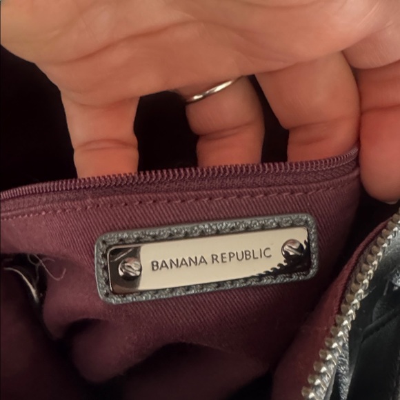 Banana Republic Metallic Gray Goat Leather Crossbody Bag – Studded Strap - Picture 7 of 10